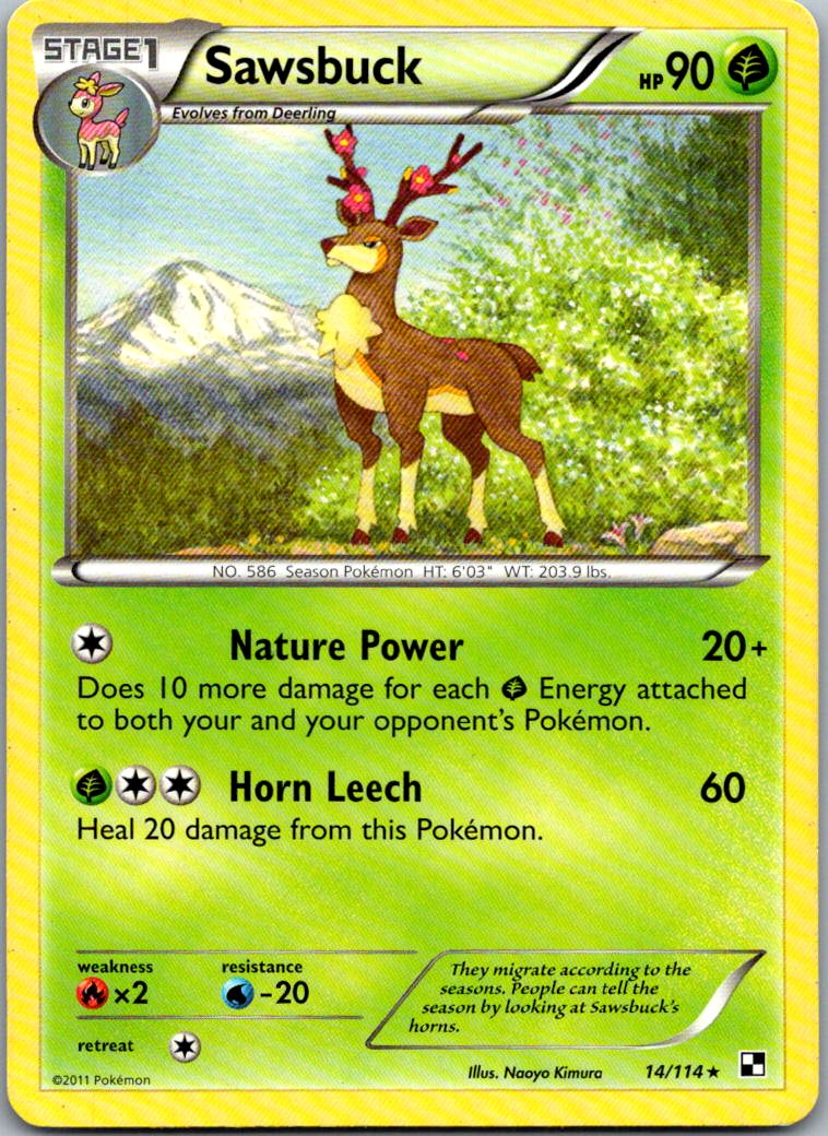 Sawsbuck 14/114 Rare Black & White Pokemon Heavily Played