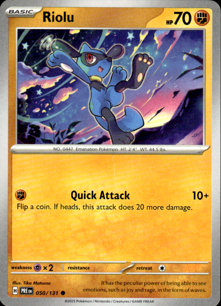 Riolu Prismatic Evolutions 050/131 Common Pokémon — English Near Mint