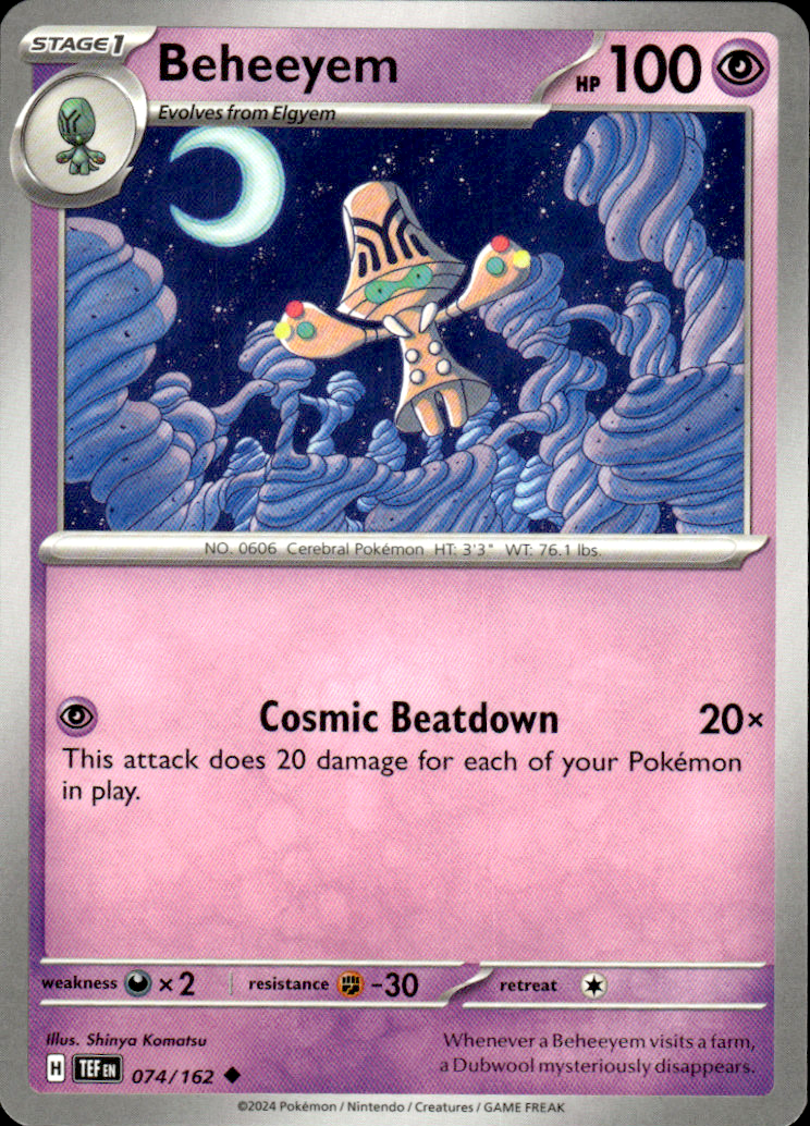 Beheeyem Temporal Forces 074/162 Uncommon Pokémon — English Near Mint