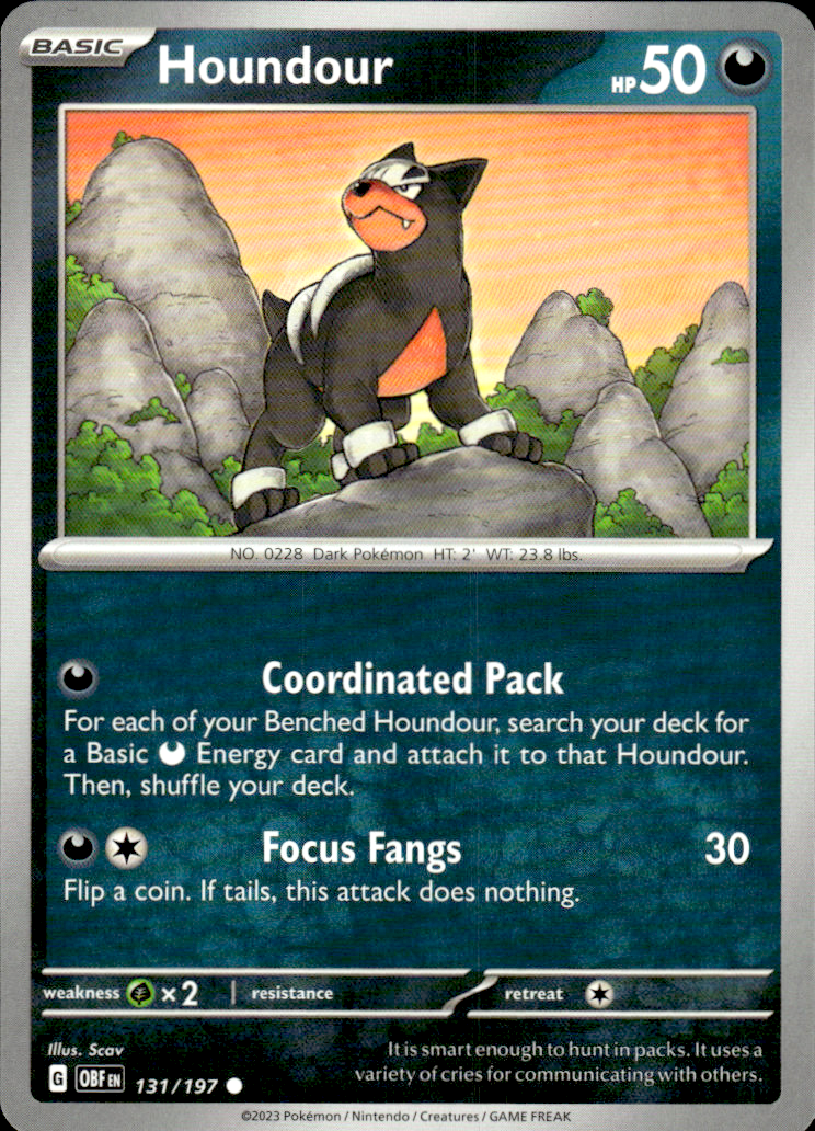 Houndour Obsidian Flames 131/197 Common Pokémon — English Near Mint