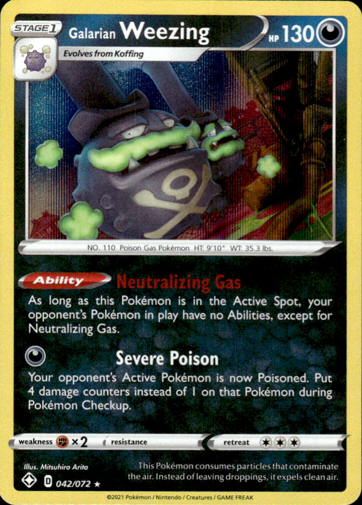 Galarian Weezing Shining Fates 042/072 Holo Rare Holo Pokémon — English