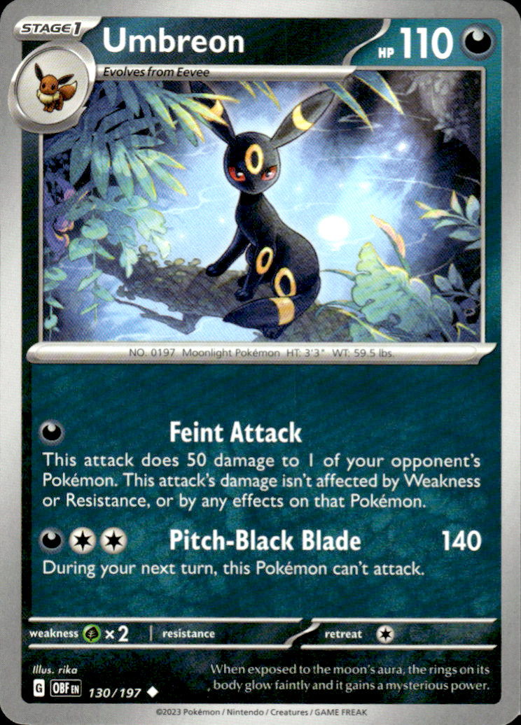 Umbreon Obsidian Flames 130/197 Uncommon Pokémon — English Near Mint