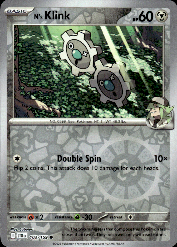 N's Klink Journey Together 103/159 Common Reverse Holo Pokémon — English