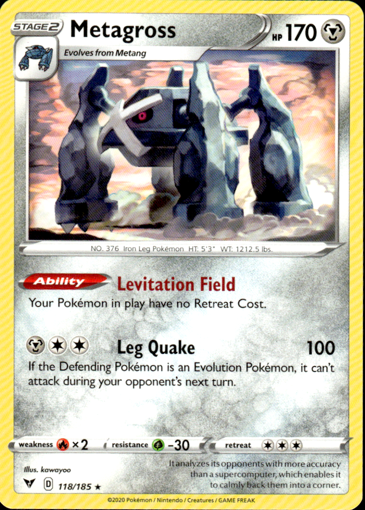 Metagross Vivid Voltage 118/185 Rare Pokémon — English Near Mint