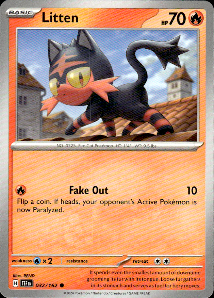 Litten Temporal Forces 032/162 Common Pokémon — English Near Mint