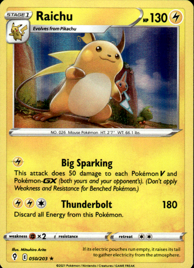 Raichu Evolving Skies 050/203 Holo Rare Holo Pokémon — English Near Mint