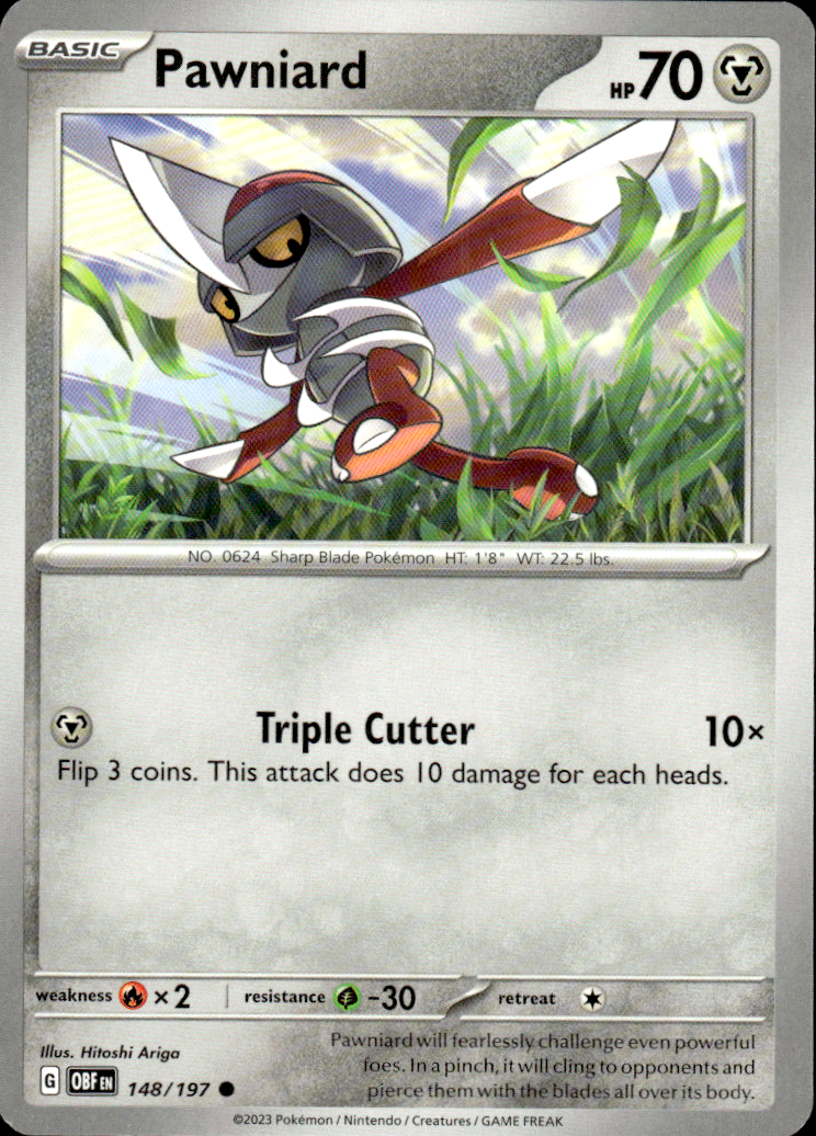 Pawniard Obsidian Flames 148/197 Common Pokémon — English Near Mint