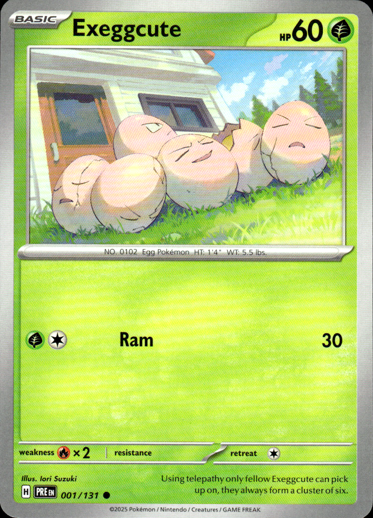 Exeggcute Prismatic Evolutions 001/131 Common Pokémon — English Near Mint