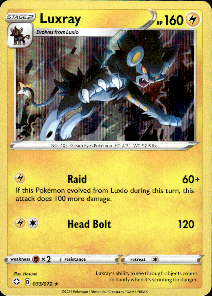 Luxray Shining Fates 033/072 Holo Rare Holo Pokémon — English Near Mint