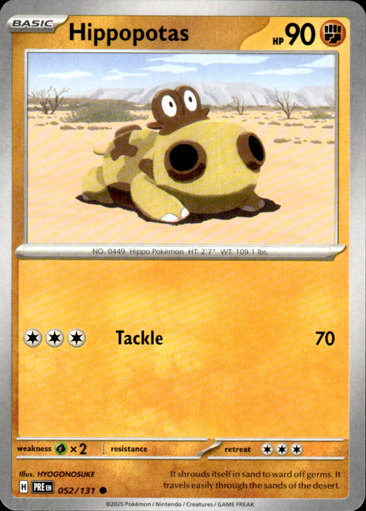 Hippopotas Prismatic Evolutions 052/131 Common Pokémon — English Near Mint