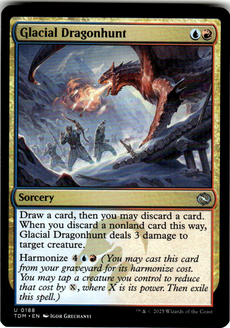 Glacial Dragonhunt Tarkir: Dragonstorm 188 U Magic: The Gathering Near Mint