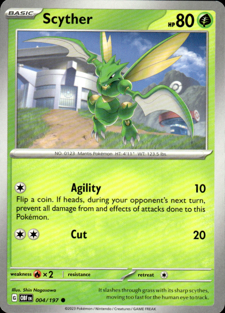 Scyther Obsidian Flames 004/197 Common Pokémon — English Near Mint