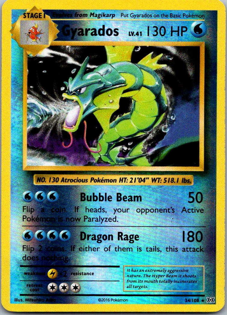 Gyarados 34/108 Holo Rare Evolutions Pokemon Moderately Played