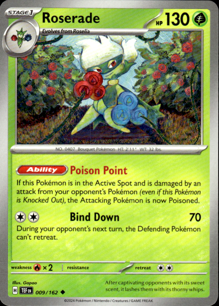 Roserade Temporal Forces 009/162 Uncommon Pokémon — English Near Mint