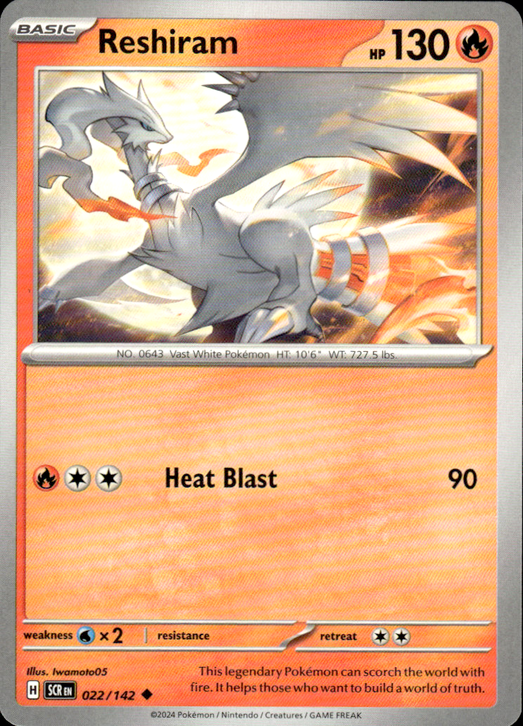 Reshiram Stellar Crown 022/142 Uncommon Pokémon — English Near Mint