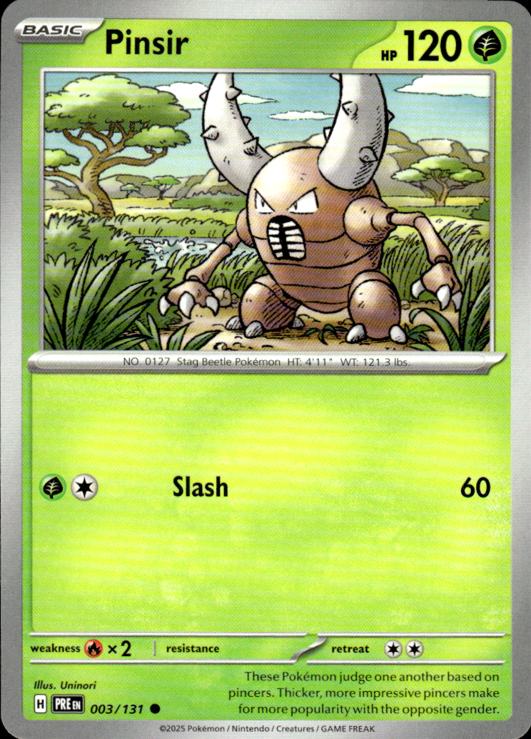 Pinsir Prismatic Evolutions 003/131 Common Pokémon — English Near Mint