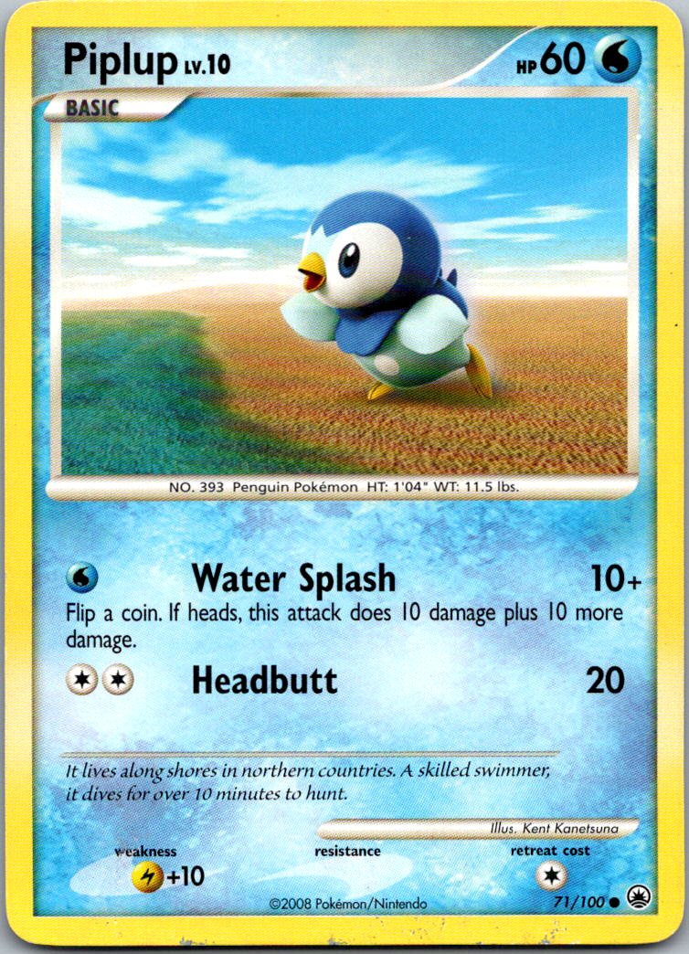 Piplup 71/100 Common Majestic Dawn Pokemon Heavily Played