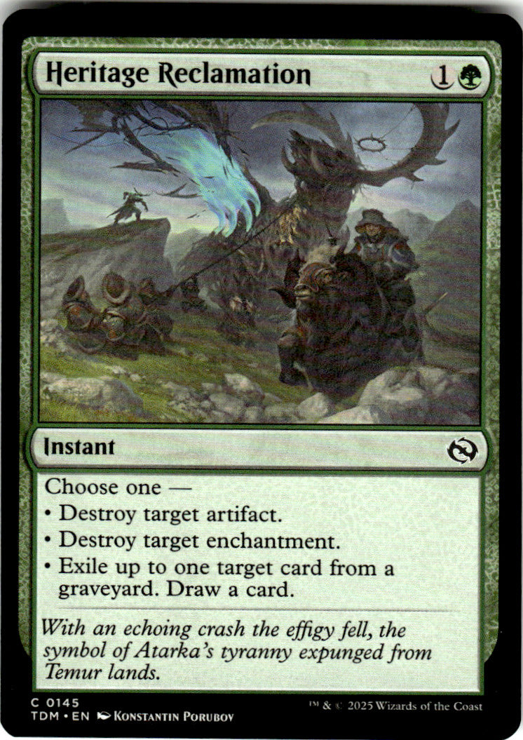 Heritage Reclamation Tarkir: Dragonstorm 145 C Magic: The Gathering Near Mint