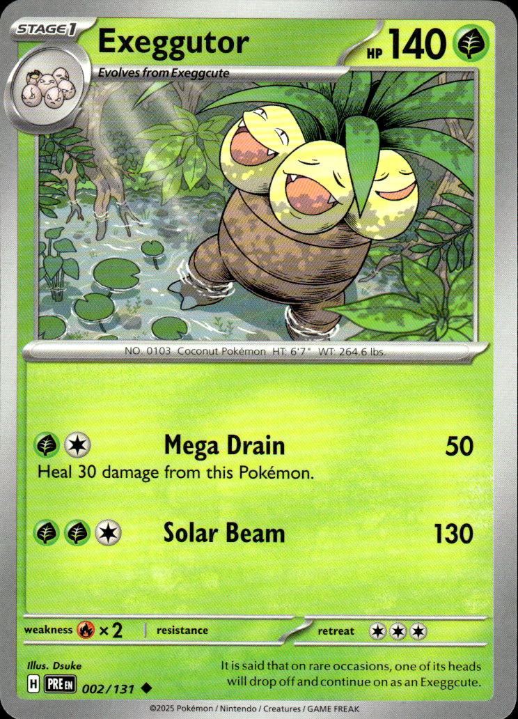 Exeggutor Prismatic Evolutions 002/131 Uncommon Pokémon — English Near Mint