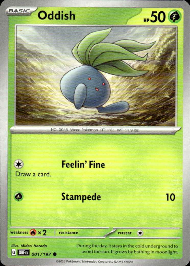 Oddish Obsidian Flames 001/197 Common Pokémon — English Near Mint