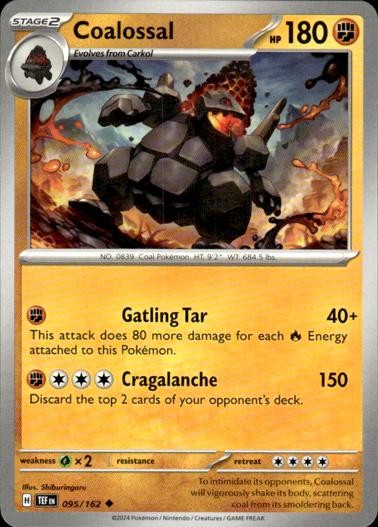 Coalossal Temporal Forces 095/162 Uncommon Pokémon — English Near Mint