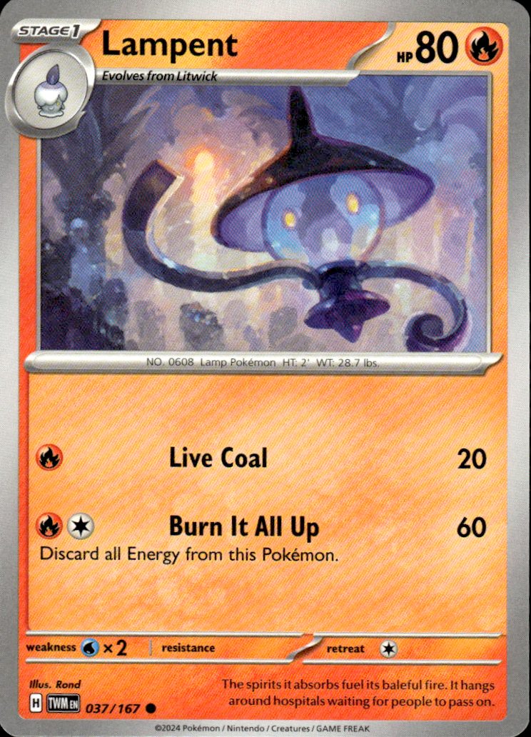 Lampent Twilight Masquerade 037/167 Common Pokémon — English Near Mint