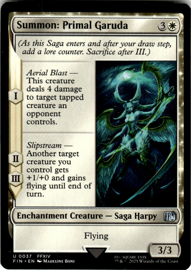 Summon: Primal Garuda FINAL FANTASY 37 U Magic: The Gathering Near Mint
