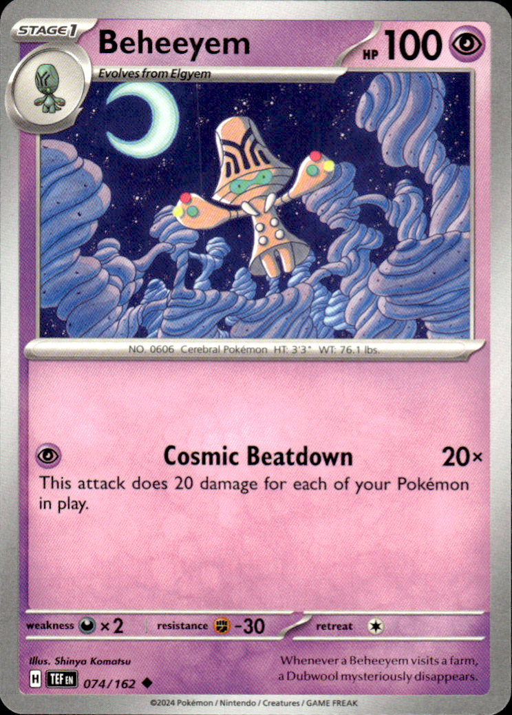 Beheeyem Temporal Forces 074/162 Uncommon Pokémon — English Near Mint
