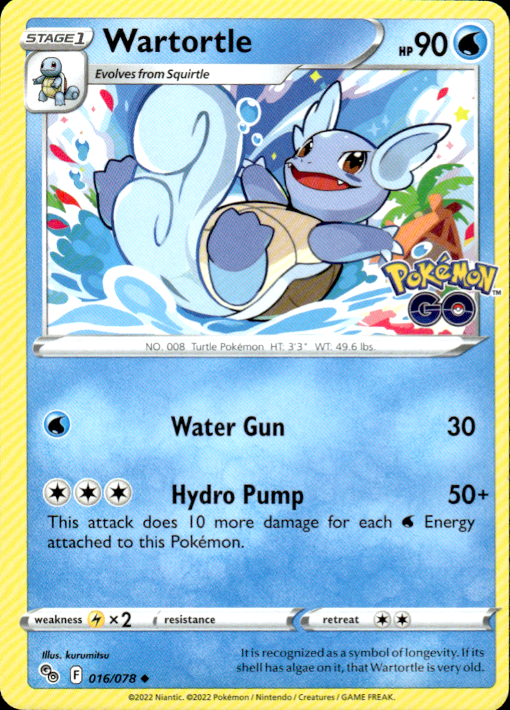Wartortle Pokemon GO 016/078 Uncommon Pokémon — English Lightly Played