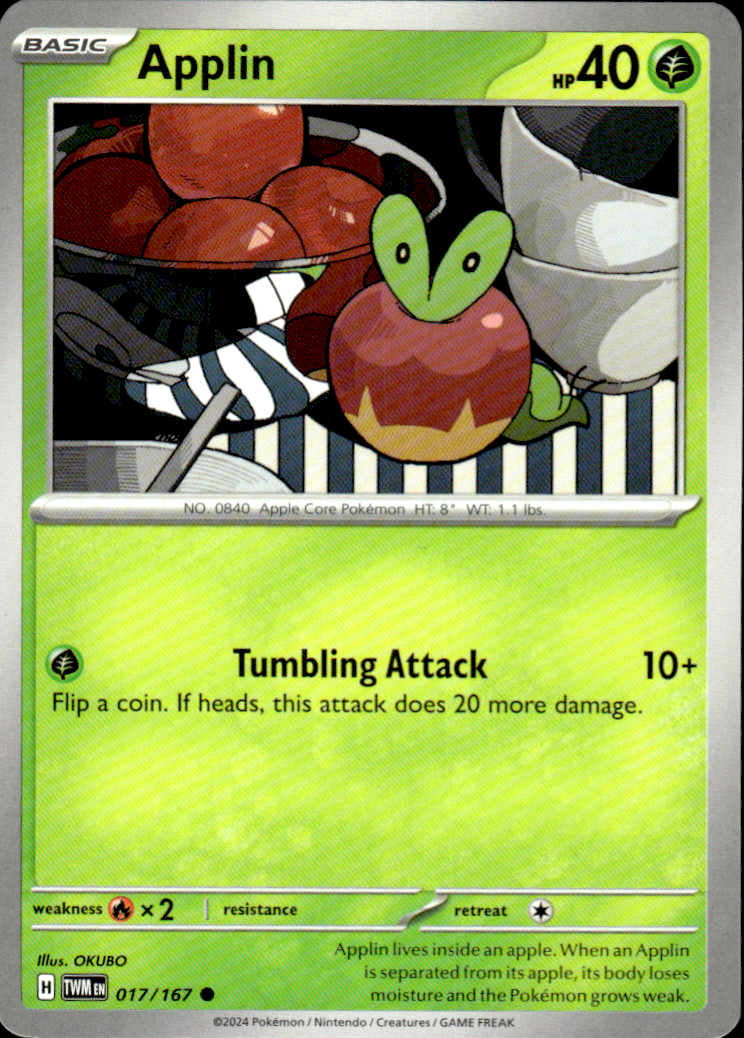 Applin Twilight Masquerade 017/167 Common Pokémon — English Near Mint