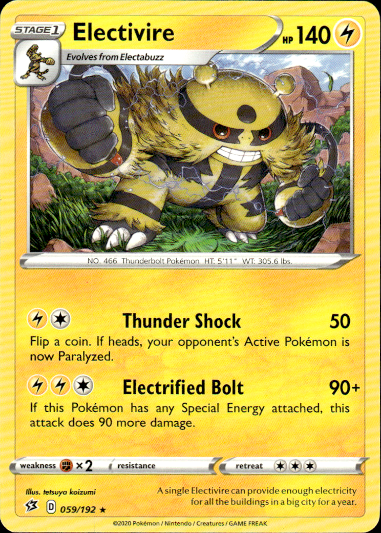Electivire Rebel Clash 059/192 Rare Pokémon — English Near Mint