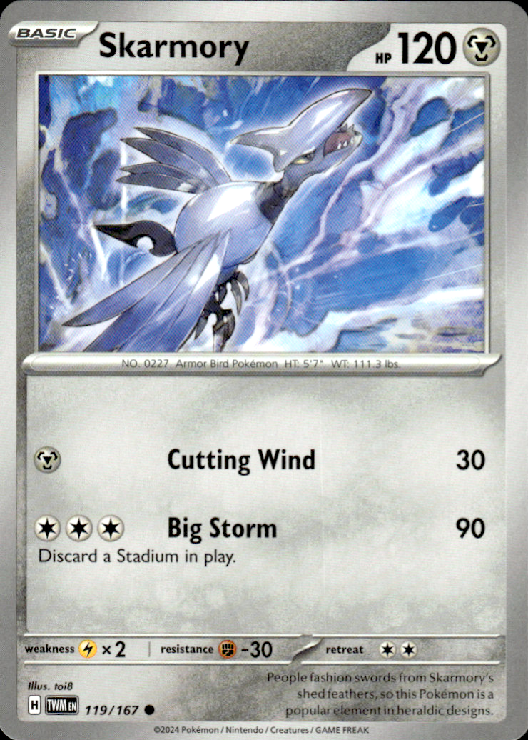 Skarmory Twilight Masquerade 119/167 Common Pokémon — English Near Mint