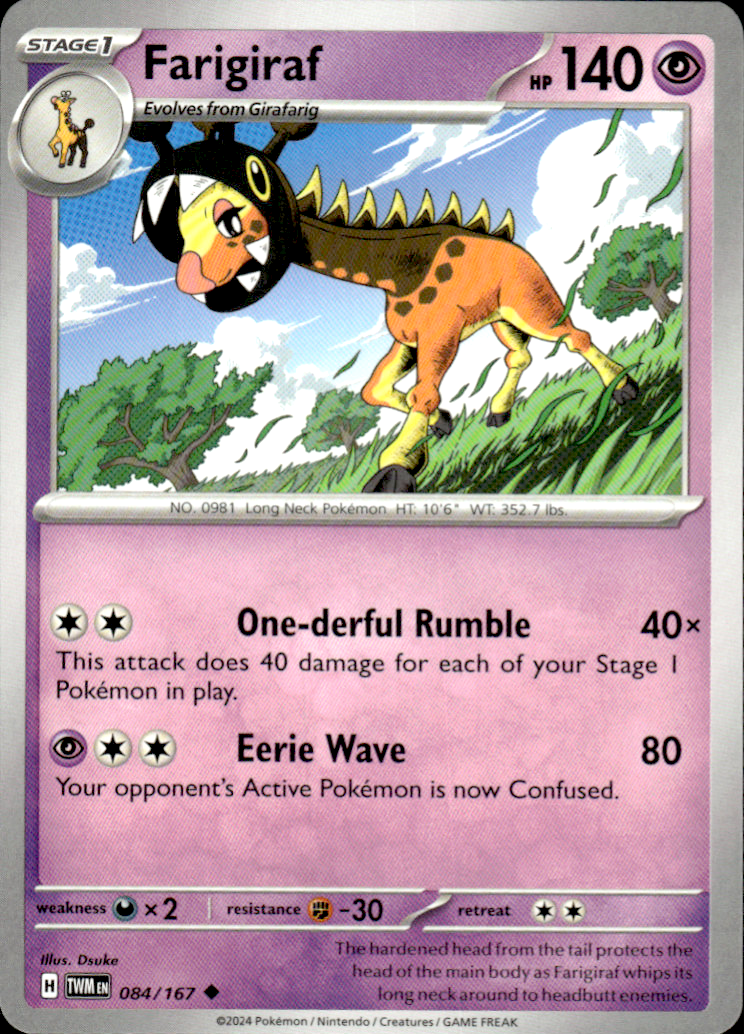 Farigiraf Twilight Masquerade 084/167 Uncommon Pokémon — English Near Mint