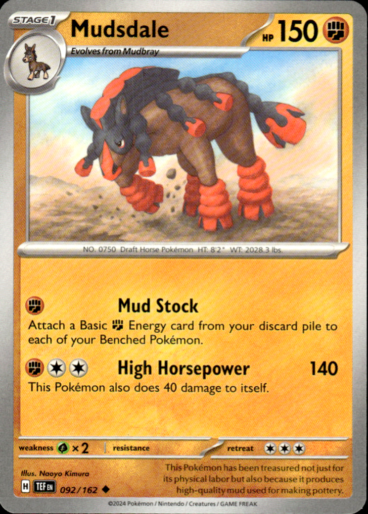 Mudsdale Temporal Forces 092/162 Uncommon Pokémon — English Near Mint