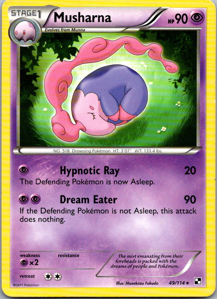 Musharna 49/114 Rare Black & White Pokemon Heavily Played