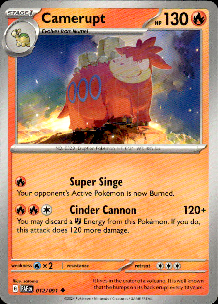 Camerupt Paldean Fates 012/091 Uncommon Pokémon — English Near Mint