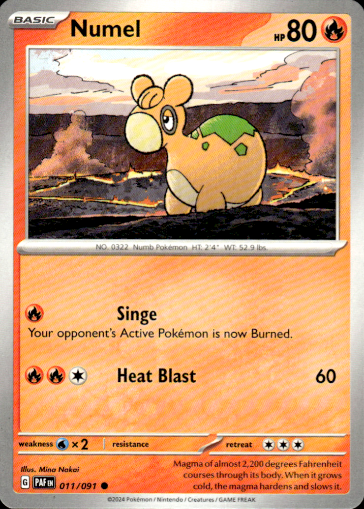 Numel Paldean Fates 011/091 Common Pokémon — English Near Mint