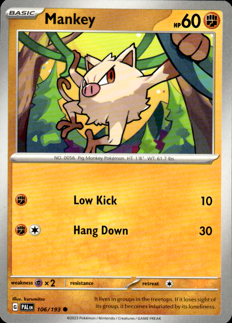 Mankey Paldea Evolved 106/193 Common Pokémon — English Near Mint