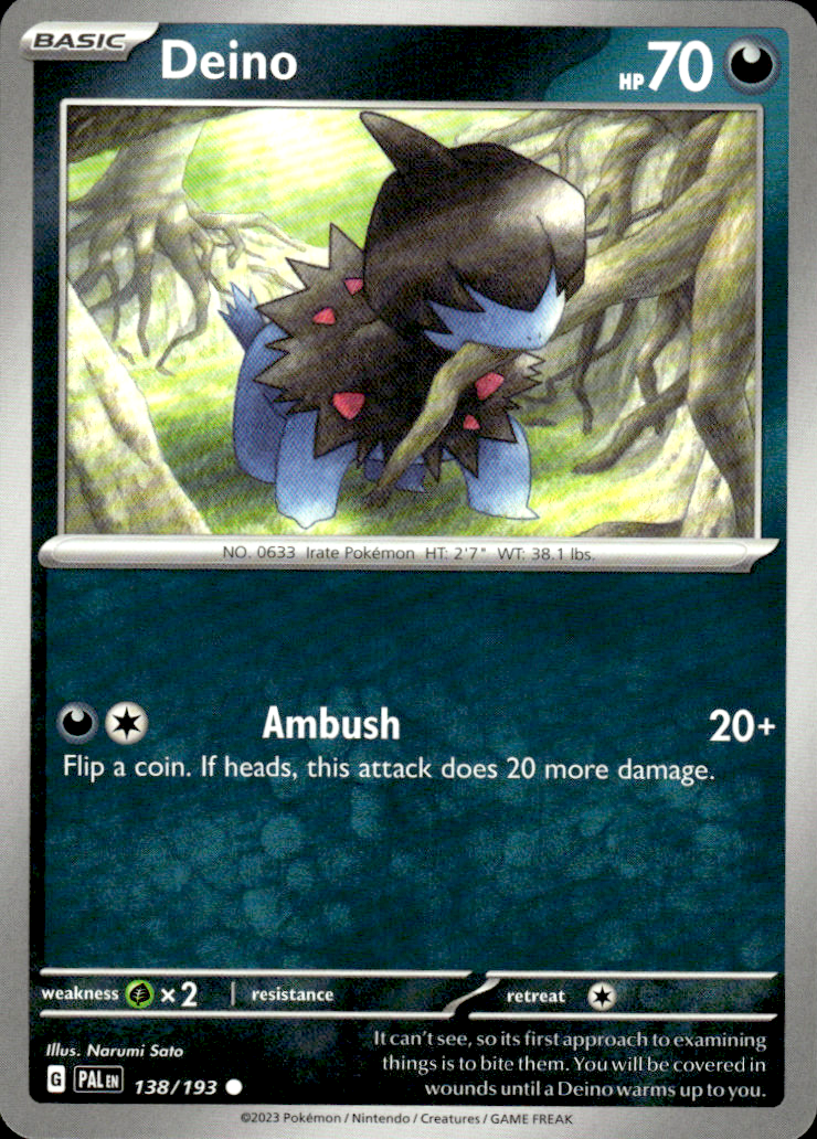 Deino Paldea Evolved 138/193 Common Pokémon — English Near Mint