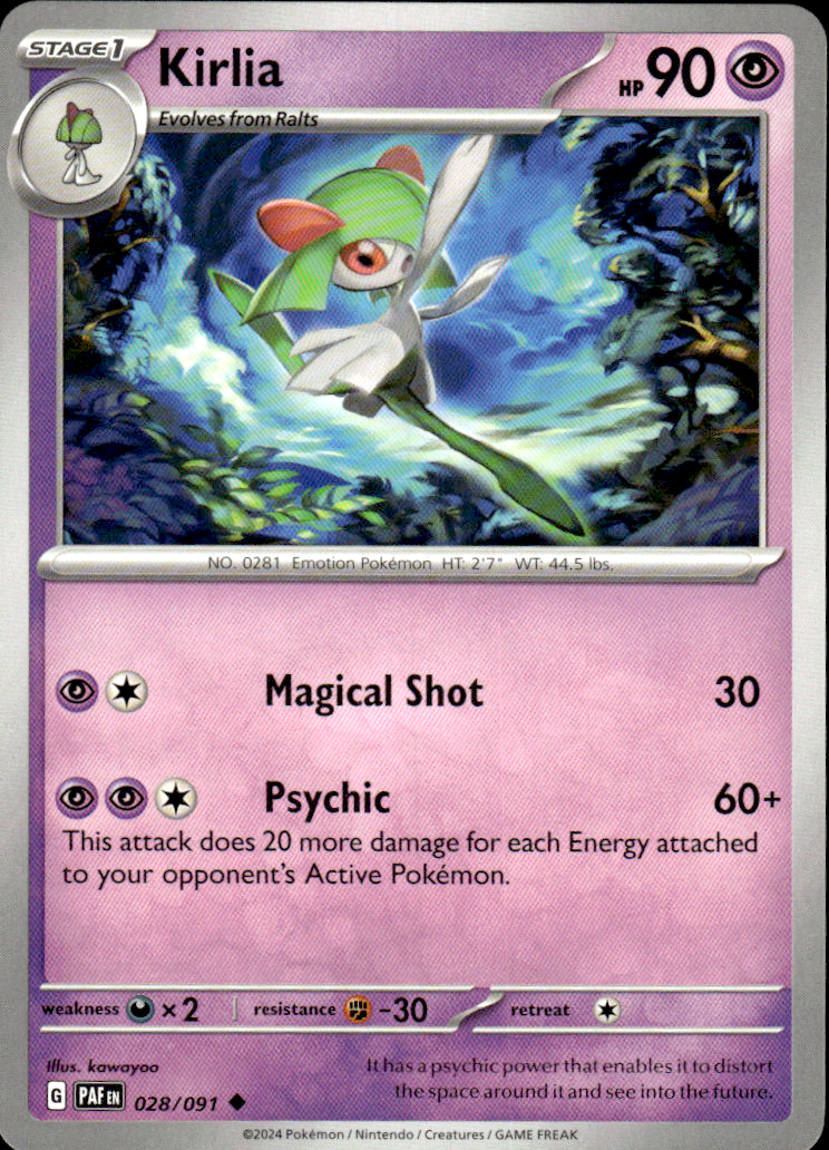 Kirlia Paldean Fates 028/091 Uncommon Pokémon — English Near Mint