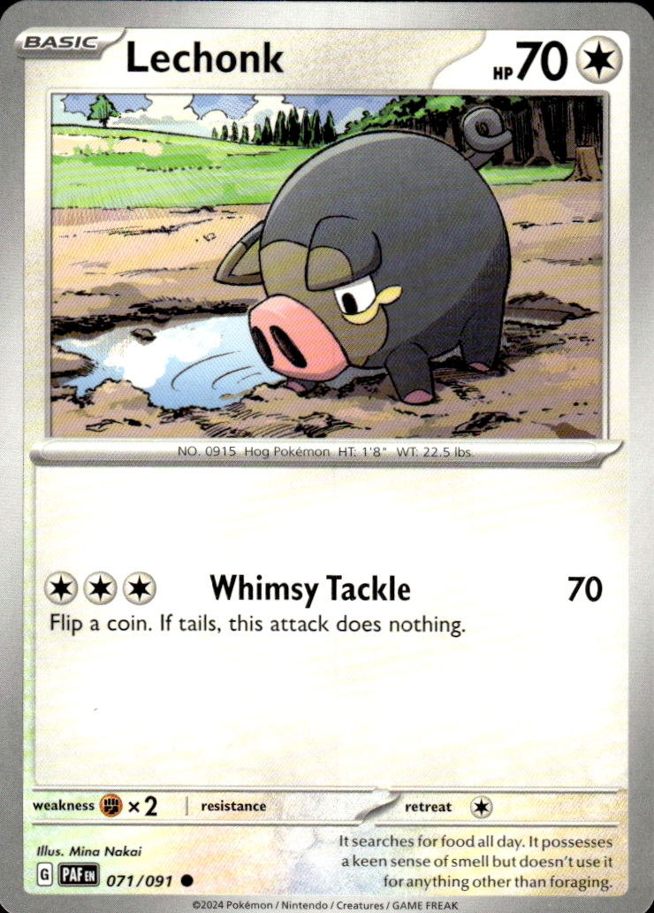 Lechonk Paldean Fates 071/091 Common Pokémon — English Near Mint