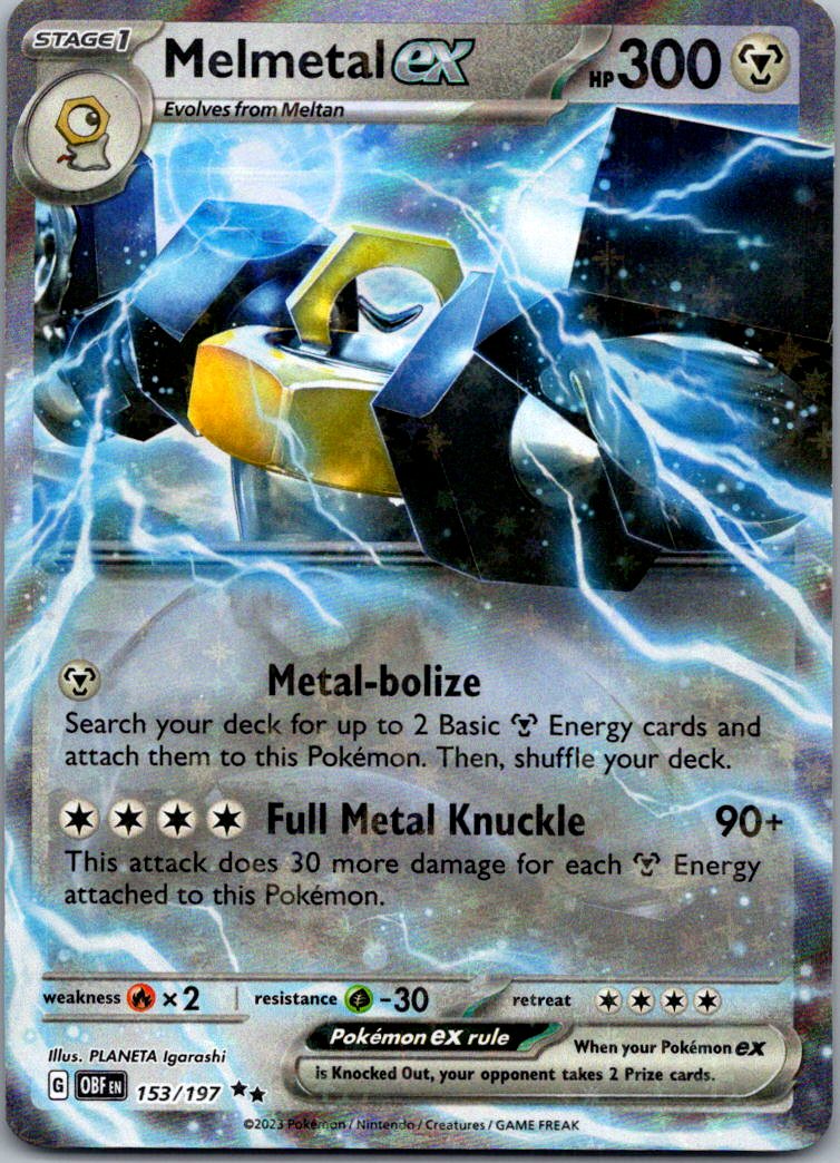 Melmetal ex 153/197 Double Rare Obsidian Flames Pokemon Near Mint