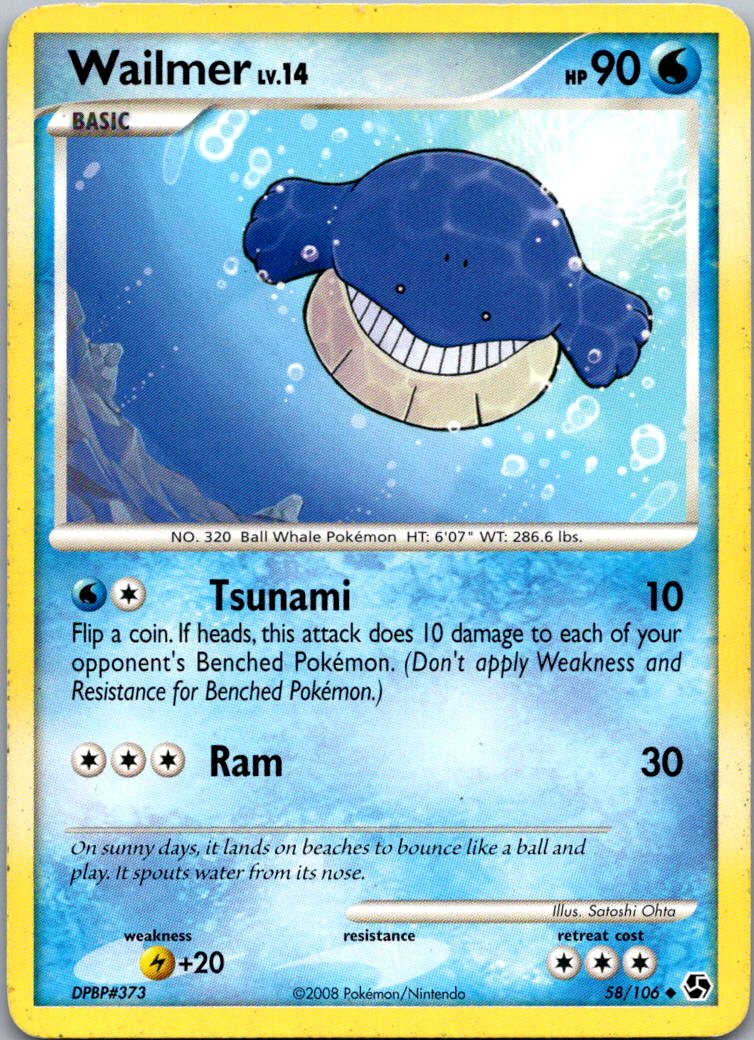 Wailmer 58/106 Uncommon Great Encounters Pokemon Heavily Played
