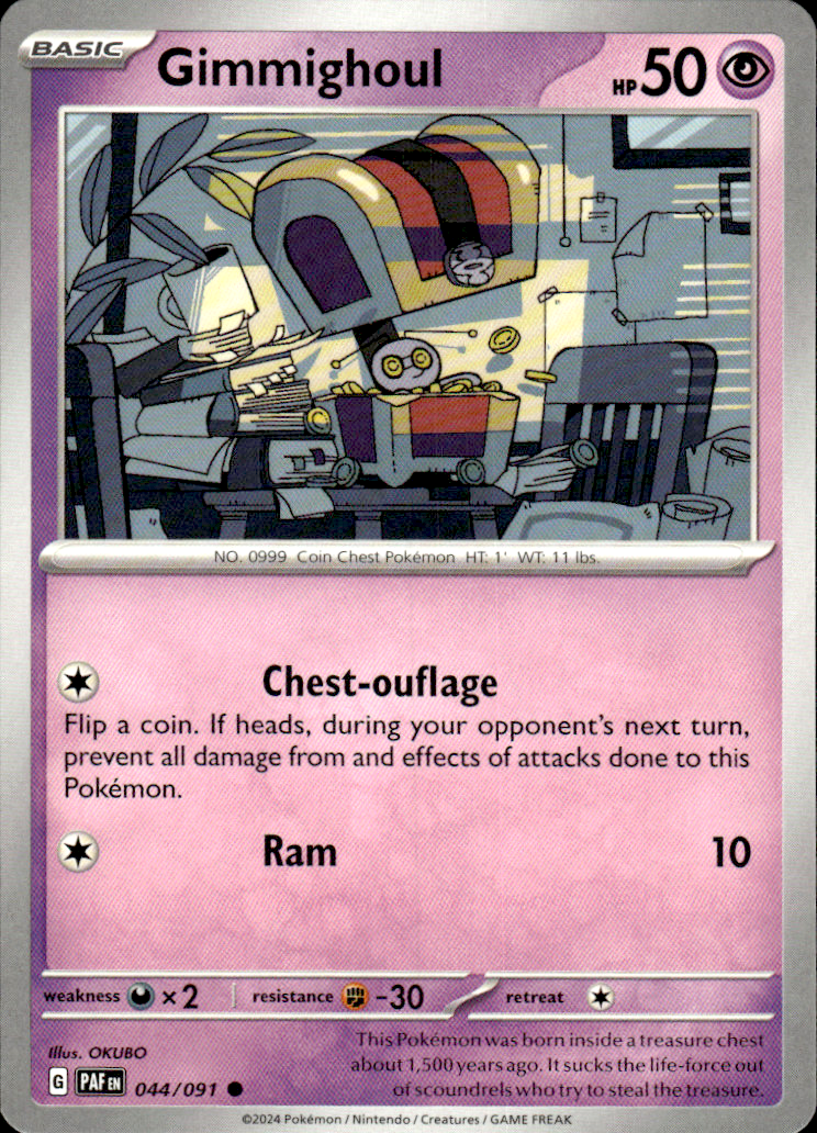 Gimmighoul Paldean Fates 044/091 Common Pokémon — English Near Mint