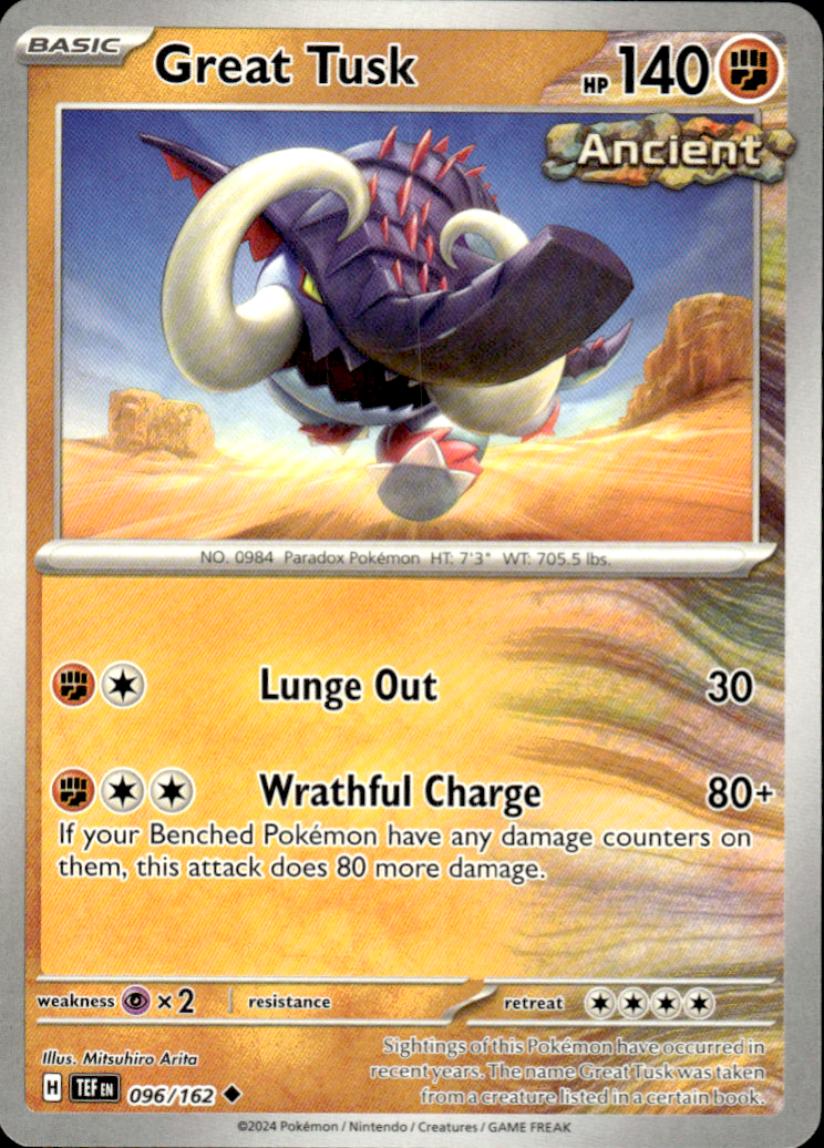 Great Tusk Temporal Forces 096/162 Uncommon Pokémon — English Near Mint