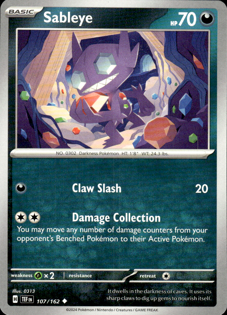Sableye Temporal Forces 107/162 Uncommon Pokémon — English Near Mint