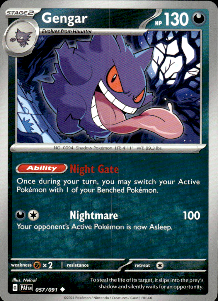 Gengar Paldean Fates 057/091 Uncommon Pokémon — English Near Mint
