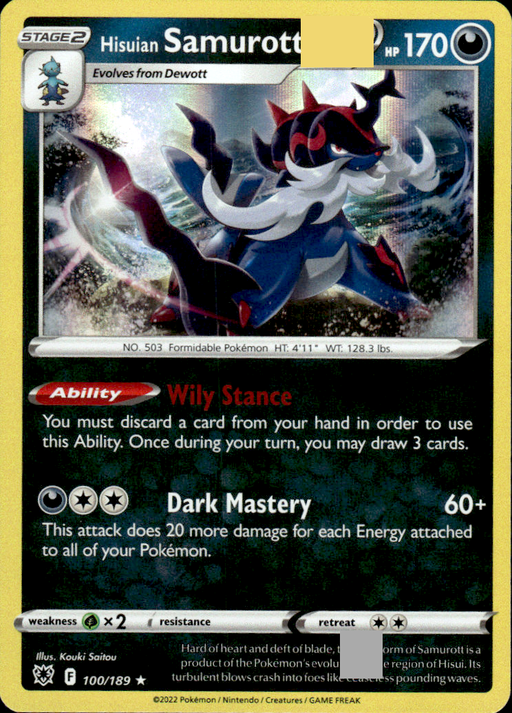 Hisuian Samurott Astral Radiance 100/189 Holo Rare Holo Pokémon — English