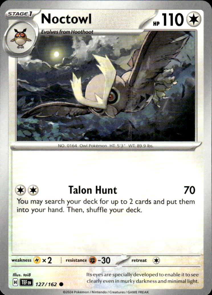 Noctowl Temporal Forces 127/162 Common Pokémon — English Near Mint