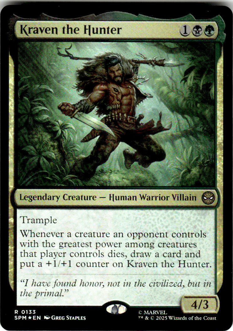 Kraven the Hunter Marvel's Spider-Man 133 R Foil Magic: The Gathering Near Mint